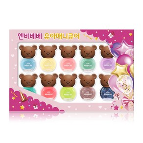 엔비베베 키즈네일 곰돌이 어린이 네일 컬러 10종 B세트, 혼합색상, 1개
