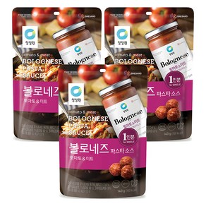 청정원 싱글 파우치 볼로네즈 파스타 소스, 3개, 140g
