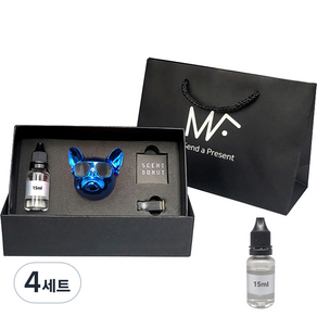 엠퓨처 불독 차량용 방향제 블루 + 클린코튼오일 15ml 2p + 선물 쇼핑백 대표, 4세트, 파우더/비누향