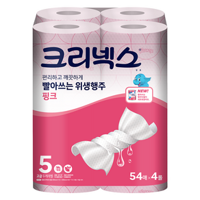 크리넥스 빨아쓰는 위생행주 핑크 54매, 4롤, 1개