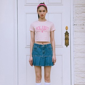 로라로라 PLEATS DENIM SKIRT