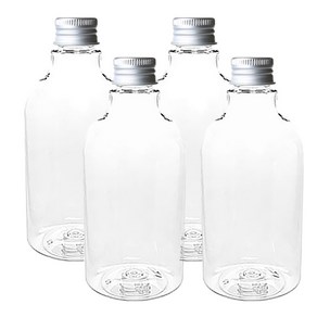 병도매닷컴 DN400 투명 음료용기 알루미늄 실버캡, 400ml, 4개