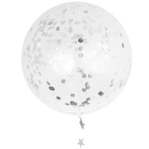 파티복닷컴 투명 컨페티 풍선 90cm, 실버, 1개