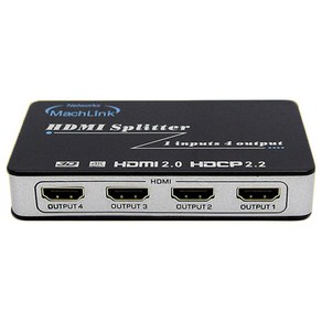 마하링크 HDMI 2.0 1대4 Ulta 4K 3D UHD 분배기 ML-HSP446, 혼합 색상, 1개