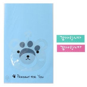 황씨네도시락 비접착 애니멀봉투 곰 100p + 캘리스티커 감사합니다 핑크 50p + 민트 50p, 1세트