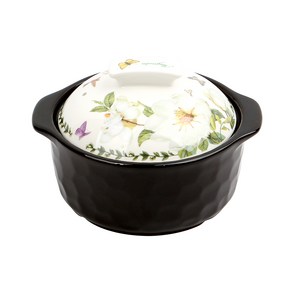 로얄에식스 직사각 손잡이 목련 뚝배기 내열냄비 + 뚜껑, 1세트