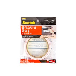 3M 스카치 플라스틱 금속용 폼 양면테이프 18mm x 3m, 1개