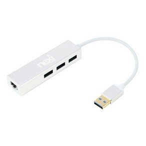 넥시 USB3.0 USB 허브 3포트 기가비트 유선 랜카드 NX-UH3P1L, 화이트, 1개