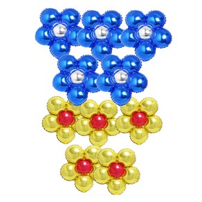 파티쇼 플라워 은박 풍선 블루 5p + 골드 5p, 혼합 색상, 1세트