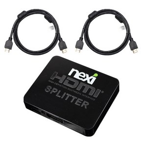 넥시 4K 1:2 HDMI 분배기 2포트 + v2.0 케이블 0.6m + 1m, 분배기(NX261), 케이블(NX-HD20006-SOHOT, NX-HD20010-SOHOT), 1개