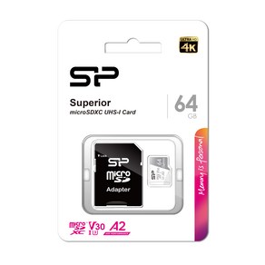 실리콘파워 mico SDXC Class10 Supeio UHS-I 4K U3 A2 V30, 64GB, 1개