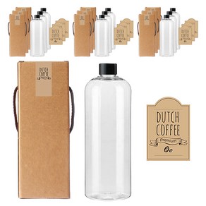 AT1000투명 페트병 1000ml + 검정캡 + 스티커 LB4 세트, 10세트