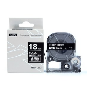 모든잉크샵 엡손 18mm 호환 라벨테이프 SD18KW, 검정바탕 + 흰색글자