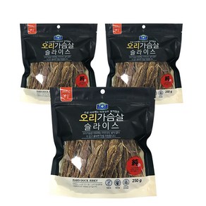 벨버드 순살 슬라이스 강아지 건조간식, 오리가슴살, 250g, 3개