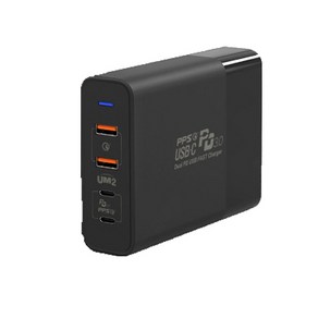 유엠투 PD USB C타입 접지 고속 멀티 충전기 QCPD150W, 블랙, 1개