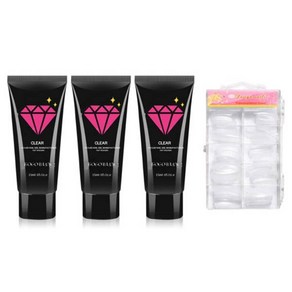 고고블랑 네일연장 폴리젤 45ml 세트, 폴리젤 클리어 + 클리어핑크 +화이트 + 연장팁 일반형 100p + 구성품 3종, 1세트