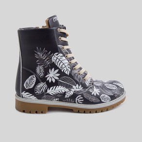 뭄카 Black and White Leaves Ankleboots