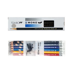 톰보우 MONO 4B연필 12p + 투코비 코마 교정용 삼각 그립 연필 B심 TC-P02 12p 문구세트, 혼합색상, 1세트