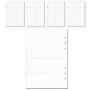워너디스 A5 6공 기본 리필 속지 모눈 8분할 위클리 20매 x 5세트