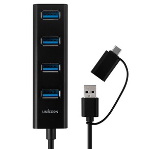 유니콘 USB3.1 4포트 A타입 C타입 겸용 USB허브 TH-500AC, 블랙, 4개