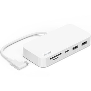 벨킨 6in1 USB C타입 멀티 허브 + 마운트 INC011bt, 화이트, 1개