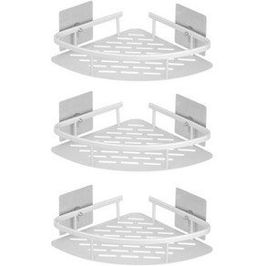 데일린 접착식 코너 욕실선반 3단, 실버, 1개