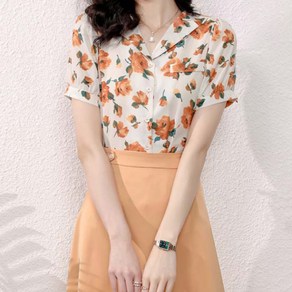 페이퍼먼츠 만다린 플라워 블라우스 스커트 투피스 세트 04392