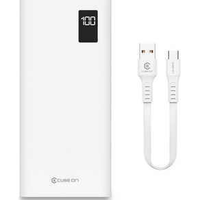 큐브온 PD 20W 고속충전 20000mAh 보조배터리 + C타입 케이블 세트, SPE-PA20DPQ, 화이트