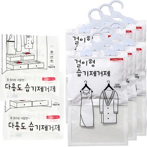 리빙온 다용도 습기제거제 옷걸이형 대용량 250g x 6p + 서랍형 40g x 2p 세트, 1세트