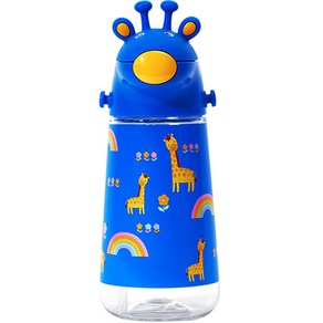 큐트미 기린 스트랩 스트로 보틀, 블루, 450ml, 1개