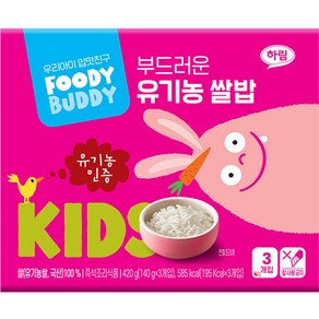 푸디버디 부드러운 유기농 쌀밥, 140g, 3개