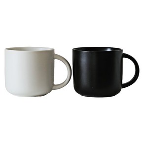 애스크제이 라씨 매트 도자기 머그컵 410ml x 2종 세트, 블랙, 화이트, 1세트