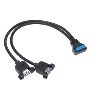 컴스 USB 3.0 메인보드 19핀 20핀 to 2포트 A타입 변환 케이블 젠더 30cm, IH749, 1개