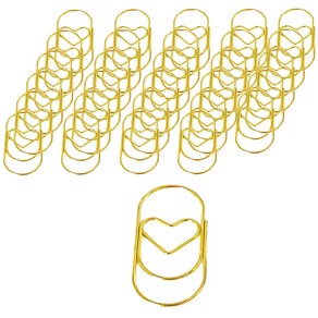 마켓감성 다양한 모양 클립 하트 골드, 50개입, 1개