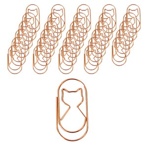 마켓감성 다양한 모양 클립 고양이 로즈골드, 50개입, 1개