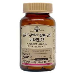 솔가 구연산 칼슘 위드 비타민 D3 144.2g, 90정, 1개