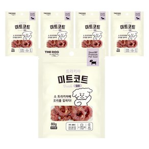 더독 강아지 미트코트 트라키아 간식, 80g, 5개, 오리