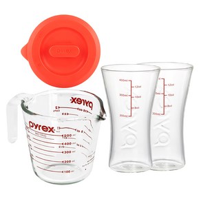 파이렉스 내열유리 계량컵 계량컵 500ml + 뚜껑 + 계량맥주컵 2p x 450ml 세트, 투명, 1세트