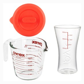 파이렉스 내열유리 계량컵 오리지널 500ml + 뚜껑 + 계량맥주컵 450ml 세트, 투명, 1세트