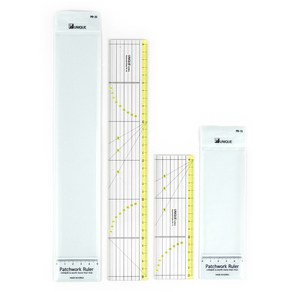 유니크 패치워크 컬러 시접자 15cm + 30cm + 보관케이스 세트, 옐로우, 1세트