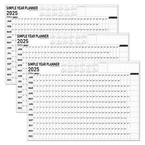 멜로우스토리 심플 연간 플래너 2025 포스터 달력, 혼합색상, 3개