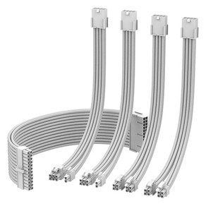 EZDIY-FAB PSU 연장 슬리빙 16AWG 케이블 5PACK 화이트