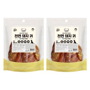 펫러닝 강아지 천연 돼지 귀 간식 통타입, 110g, 2개