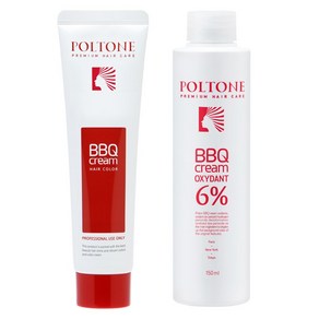 폴톤 BBQ 크림 150ml + 옥시던트 6% 산화제 150ml 세트, 6GN 새치를 위한 밝은 갈색, 1세트