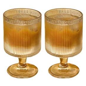 커들리 플리츠 고블렛잔 230ml, 클리어, 2개