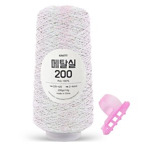 니뜨 메탈 뜨개실 200g + 플라스틱 3구 니팅링 세트, 04 오로라(뜨개실), 1세트