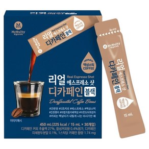 맥널티커피 리얼 에스프레소 샷 디카페인 블랙 액상 스틱 커피, 1개, 30개입, 15ml