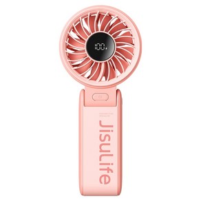 지수라이프 접이식 BLDC LED 미니 휴대용 무선 선풍기, Handheld Fan Life7, 파스텔핑크