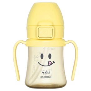 그로미미 유아용 노티드 PPSU 스마일 스틸프리 빨대컵 1단계 200ml, 1개, 레몬슈가