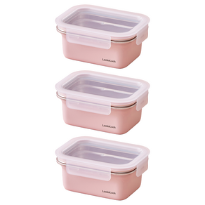 락앤락 컬러스텐코지 밀폐용기 미스티 로즈 500ml, 3개, 단품